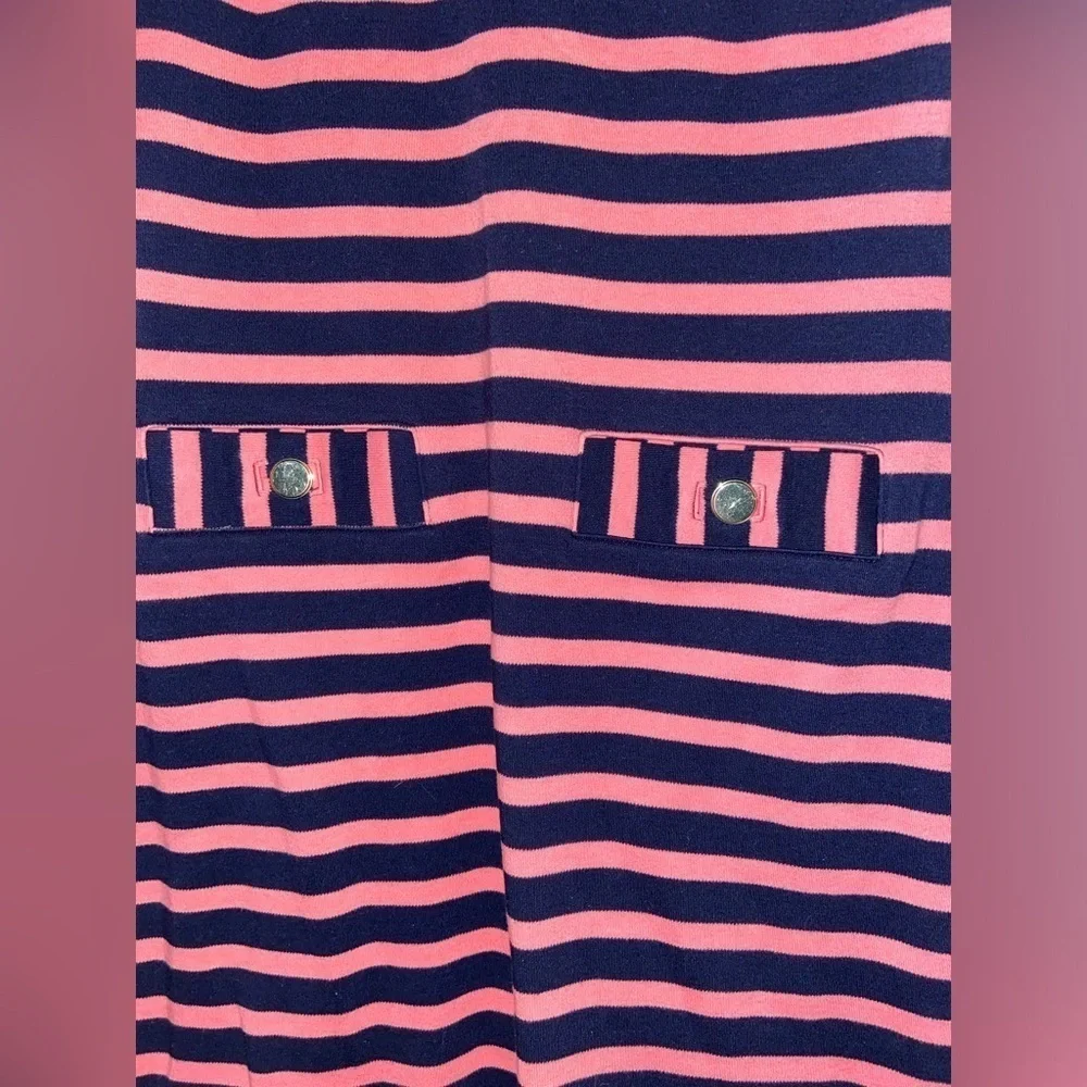 Talbots Women’s Petite Small Pink and Blue Striped Dress